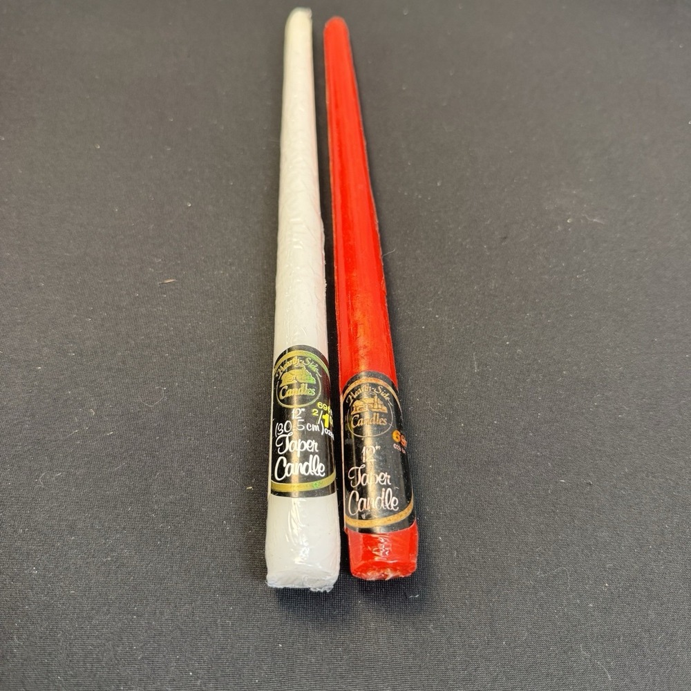 Red & White Hearth‎ Side Taper Candles